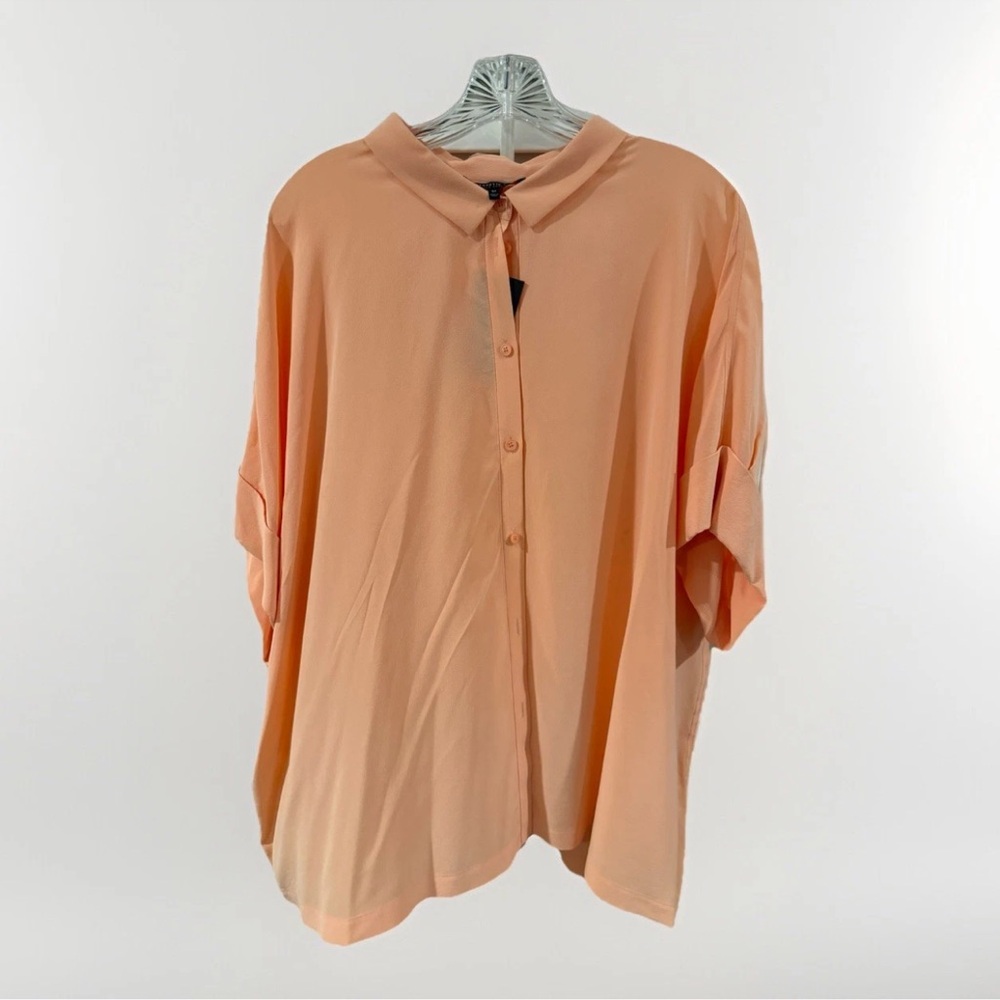 Lafayette 148 Peach Pink Women’s Short Sleeve Blouse New With Tags Size 3X